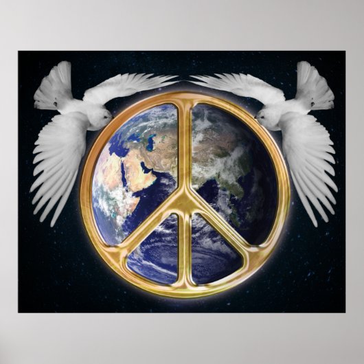 Harmony World Peace Wereldbol World Earth Dove Pos Poster (Voorkant)