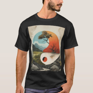 "Harmony's Embrace: Yin-Yang Surrealisme T-Shirt" T-shirt