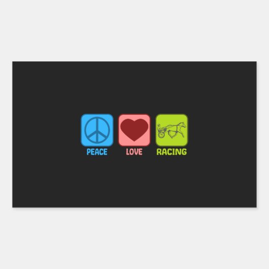 Harness Horse Racing Peace Love Rechthoekige Sticker (Voorkant)