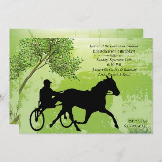 Harness Race Invitation Kaart (Voorkant / Achterkant)