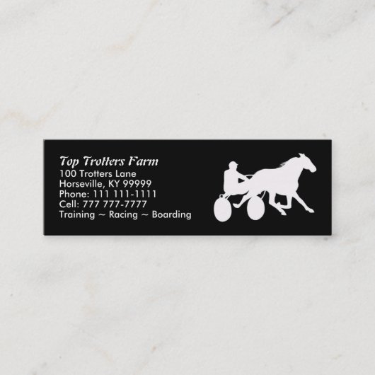 Harness Racing Business Card Template Mini Visitekaartje (Voorkant)
