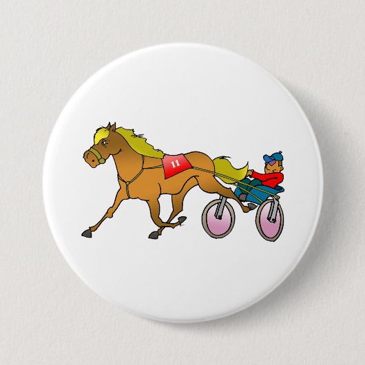 Harness Racing paard en bestuurder Ronde Button 7,6 Cm (Voorkant)
