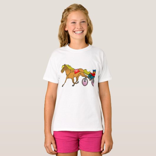 Harness Racing paard en bestuurder T-shirt (Voorkant volledig)