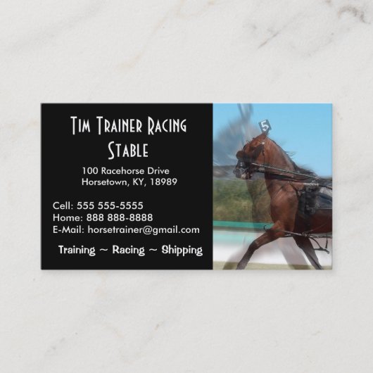 Harness Racing Trainer Visitekaartjes (Voorkant)