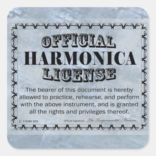 Harnonica License Square Sticker (Voorkant)