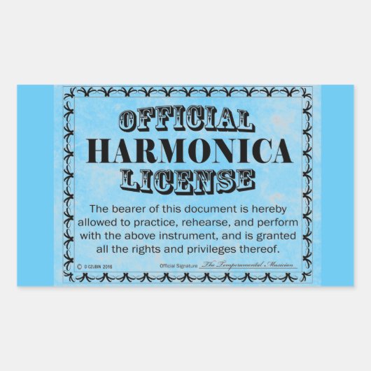 Harnonica Licentie rechthoekige sticker (Voorkant)