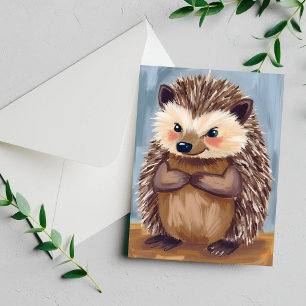 Harold de egel   Waterverfkaart met cute dier