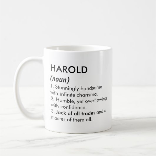 Harold naam, Bewerkbare naam, Aangepaste naam Koffiemok (Links)