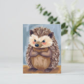 Harold the Hedgehog | Cute Animal Watercolor Card (Staand voorkant)