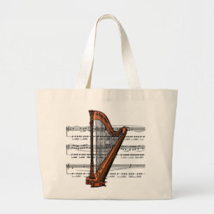 Harp 202B met vel muziekachtergrond ~ Canvas tas