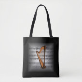 Harp ~ 3-D-vel muziek ~ Pillow Grey/Black ~ Tote Bag (Voorkant)