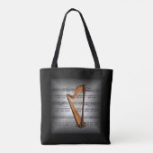 Harp ~ 3-D-vel muziek ~ Pillow Grey/Black ~ Tote Bag (Achterkant)