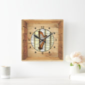 Harp ~ 3 Dimensional ~ Folk Art Box ~ ~ Vierkante Klok (Huis)