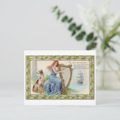 Harp and Dog, Shamrock, St. Patrick's Day,  Briefkaart (Staand voorkant)