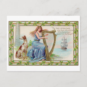 Harp and Dog, Shamrock, St. Patrick's Day,  Briefkaart