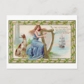 Harp and Dog, Shamrock, St. Patrick's Day,  Briefkaart (Voorkant)