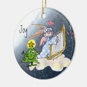 Harp Angel - Cartoon voor kerstbomen Keramisch Ornament (Links)