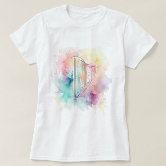 Harp aquarel T-shirt (Design voorkant)