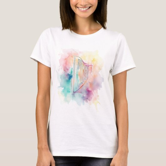 Harp aquarel T-shirt (Voorkant)