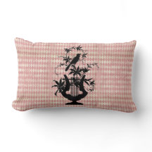 Harp Bird & Pink Diamond Pillow