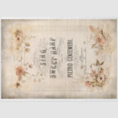 Harp Bladmuziek Floral Ephemera Decoupage Tissuepapier (Voorkant)