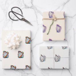 Harp Bloemen Wrapping Papier (Set van 3) Inpakpapier Vel