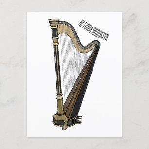 Harp cartoon illustratie briefkaart