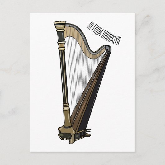 Harp cartoon illustratie briefkaart (Voorkant)