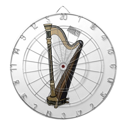 Harp cartoon illustratie dartbord (Voorkant)