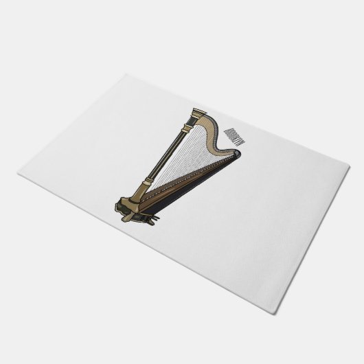 Harp cartoon illustratie deurmat (Schuin)