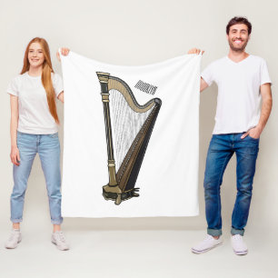 Harp cartoon illustratie fleece deken