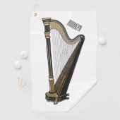 Harp cartoon illustratie golfhanddoek (Insitu)