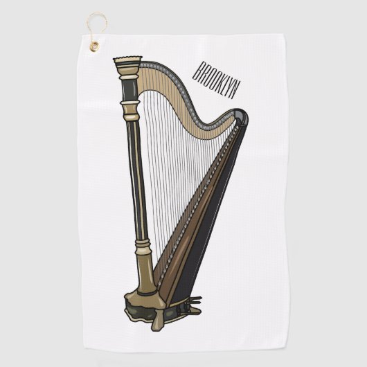 Harp cartoon illustratie golfhanddoek (Voorkant)