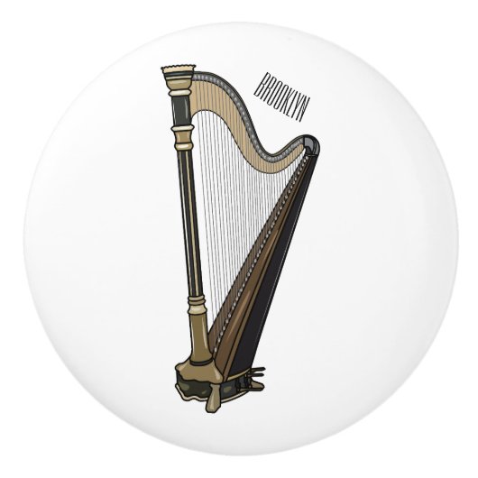 Harp cartoon illustratie keramische knop (Voorkant)
