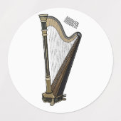 Harp cartoon illustratie labels (Design 1)