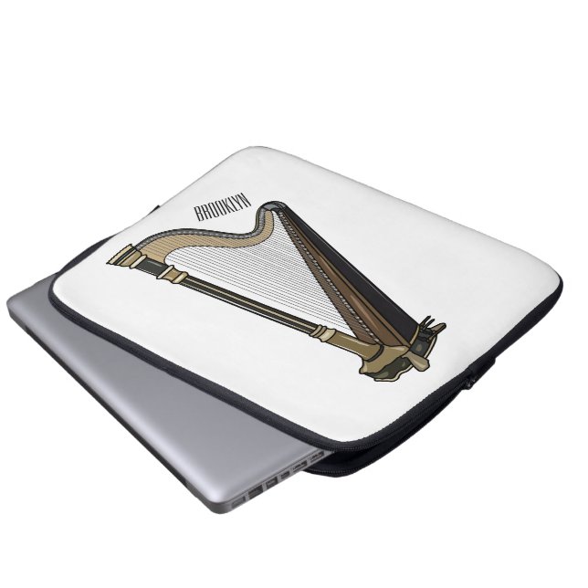 Harp cartoon illustratie laptop sleeve (Voorkant onderkant)