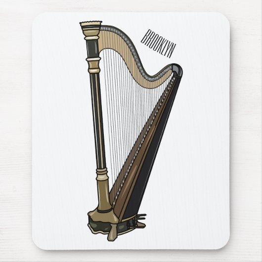Harp cartoon illustratie muismat (Voorkant)