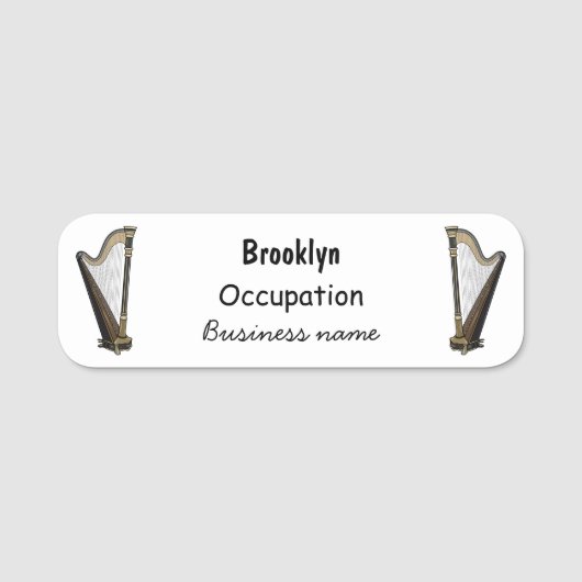 Harp cartoon illustratie naamplaatje (Voorkant)