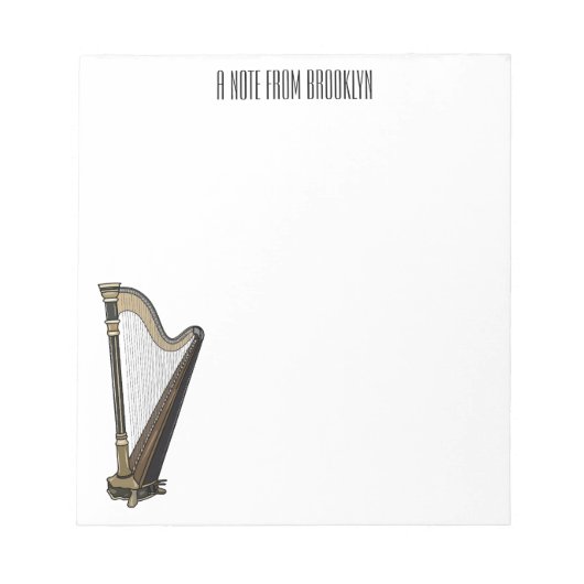 Harp cartoon illustratie notitieblok (Voorkant)