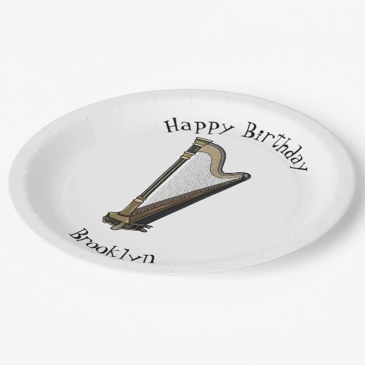 Harp cartoon illustratie papieren bordje (Gekanteld)