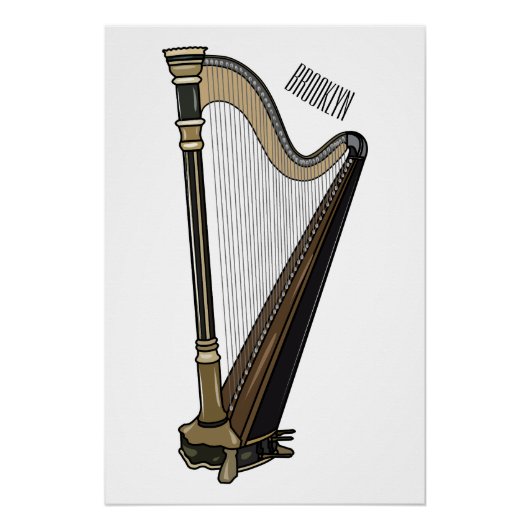 Harp cartoon illustratie perfect poster (Voorkant)