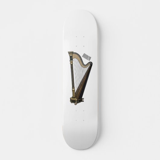Harp cartoon illustratie persoonlijk skateboard (Voorkant)