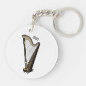 Harp cartoon illustratie sleutelhanger (Achterkant)