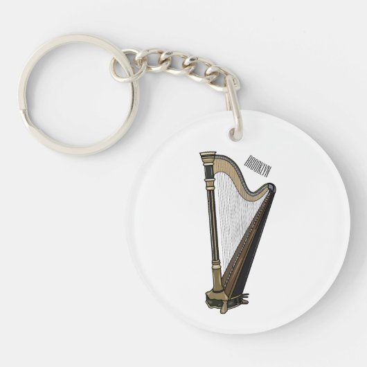 Harp cartoon illustratie sleutelhanger (Voorkant)