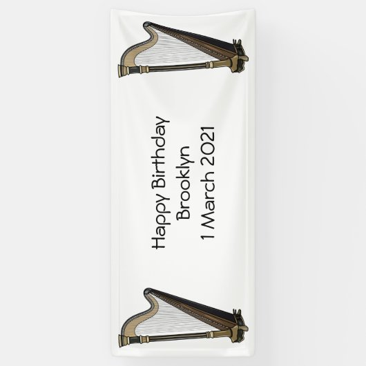 Harp cartoon illustratie spandoek (Verticaal)