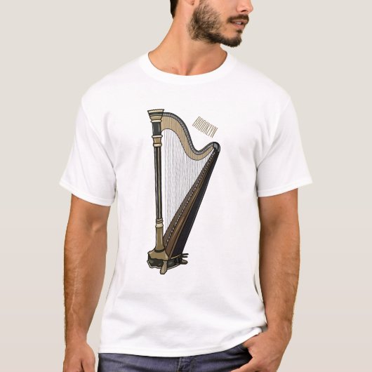 Harp cartoon illustratie t-shirt (Voorkant)