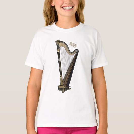 Harp cartoon illustratie t-shirt (Voorkant)