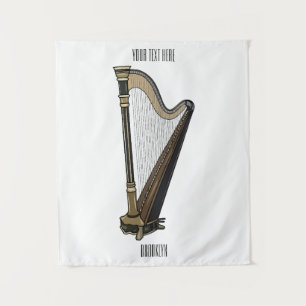 Harp cartoon illustratie wandkleed