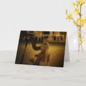 Harp classical instrument birthday kaart (Gele Bloem)