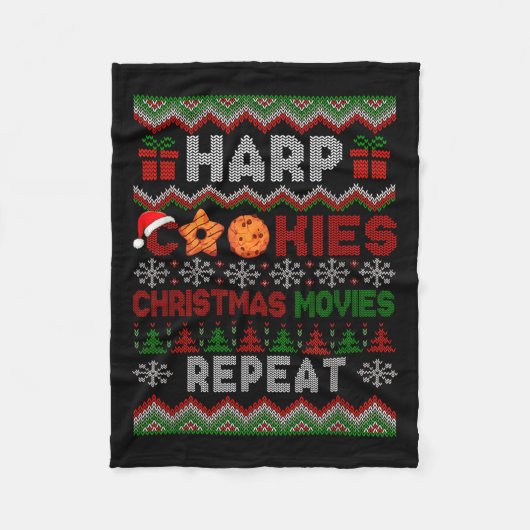Harp Cookies Kerstfilms Herhaal Trui Instr Fleece Deken (Voorkant)